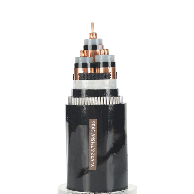 Triple Core XLPE كابل الطاقة المعزول مع درع الأسلاك الفولاذية لتطبيقات الجهد المتوسطة